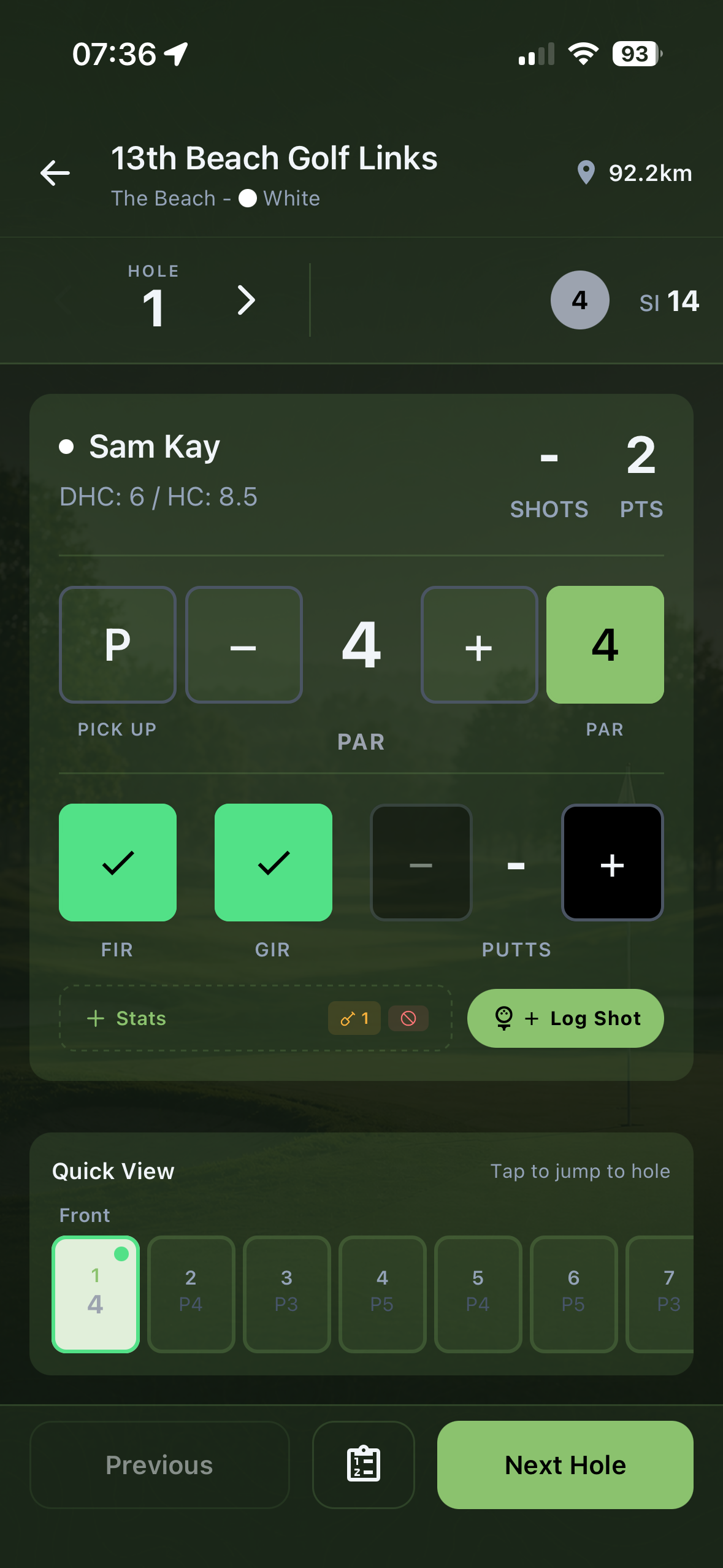 Shot Logging screenshot